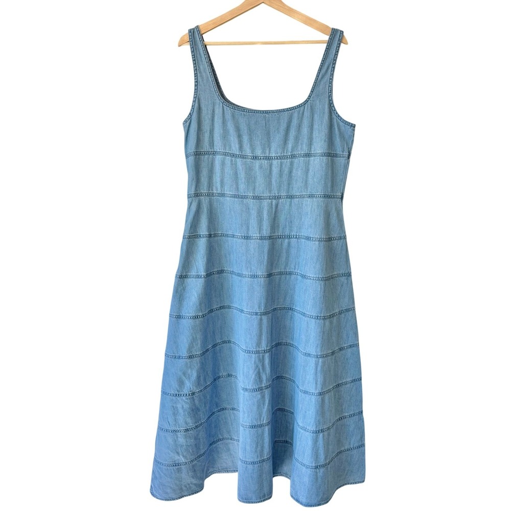 LOFT Chambray Released Hem Midi Dress Plus Size 14